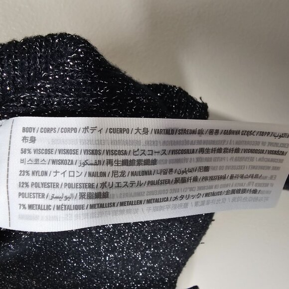 Abercrombie Fitch L Black Metallic Knit Crop Cardigan Sweater Whimsigoth Y2K - Picture 4 of 5